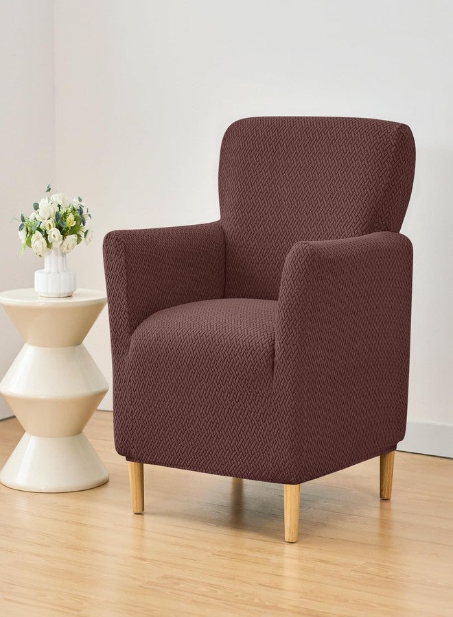 HFCNMY Banquet Armchair Slipcover,Stretch Knitted Jacquard Armchair Cover Washable Chair Covers Soft Chair Slipcovers with Arms Armchair Slipcovers for Living Room Furniture Protector Coffee - Image 2